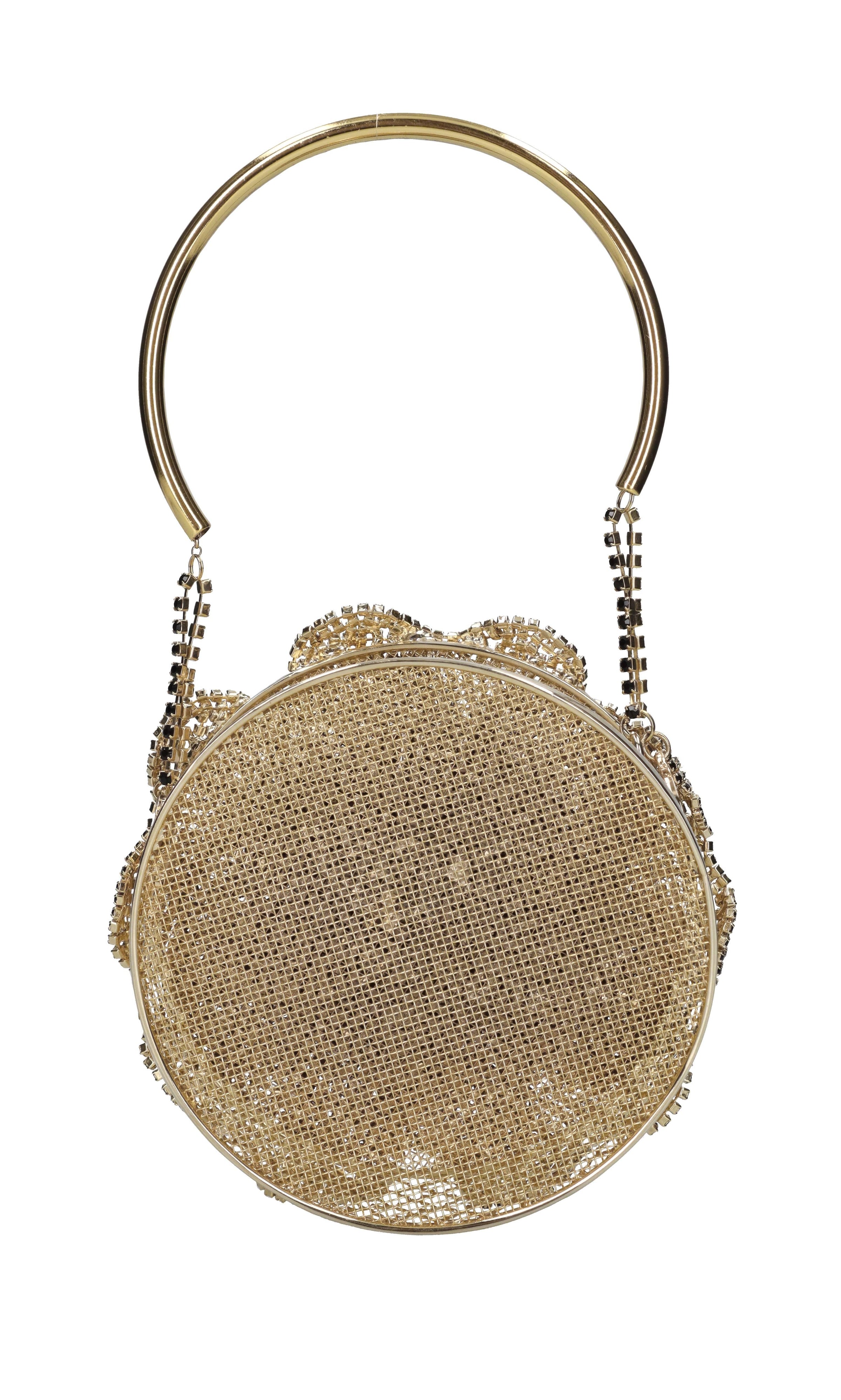 Borsa mini in metallo e strass 