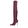 GEDEBE Logan thigh-high boots in lycra and rhinestones