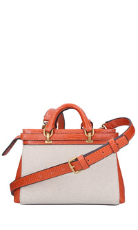 Borsa in ecopelle e tessuto 