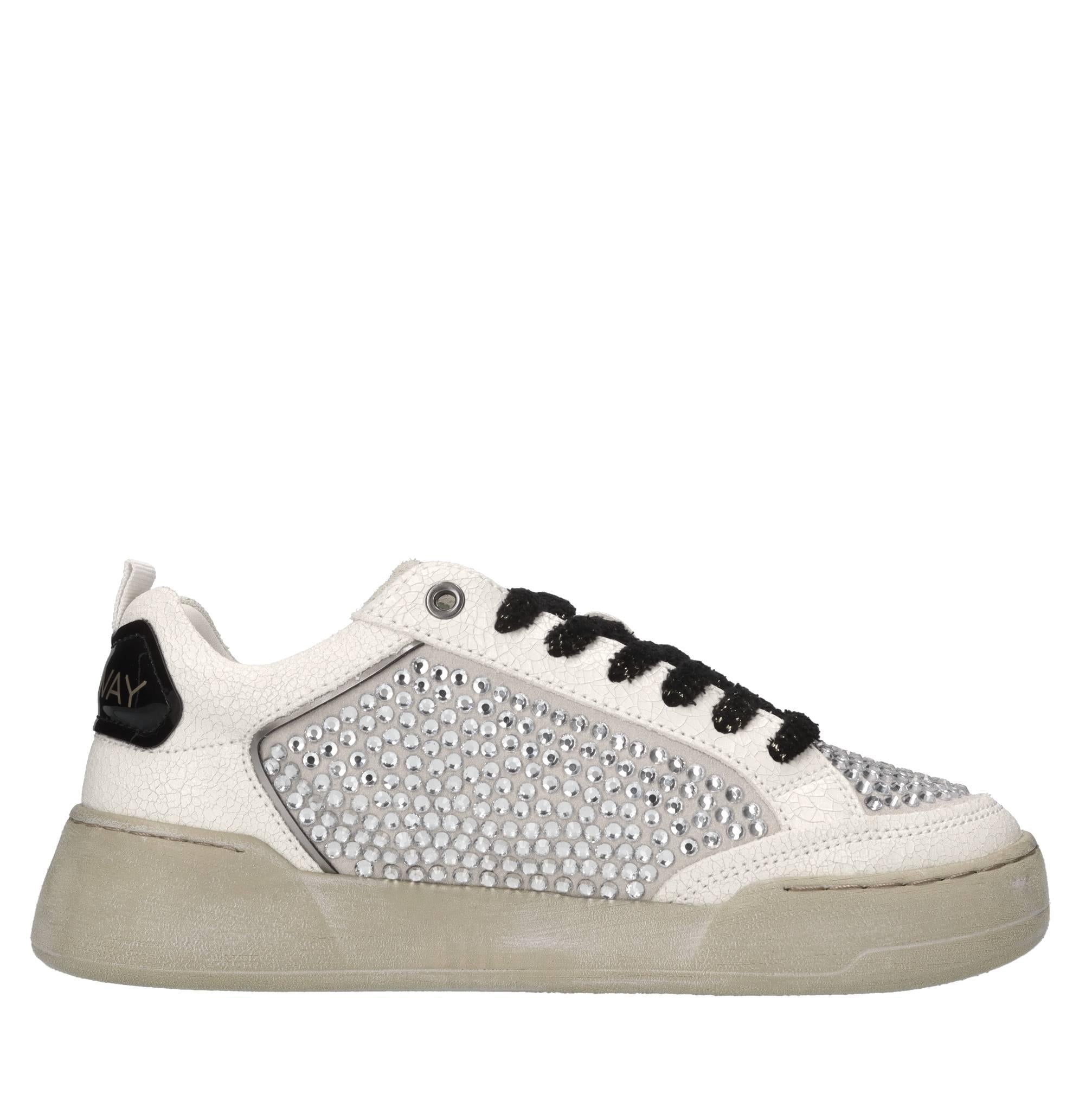 Sneakers in pelle e strass 