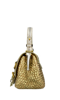 Borsa Atena in rafia e pelle 