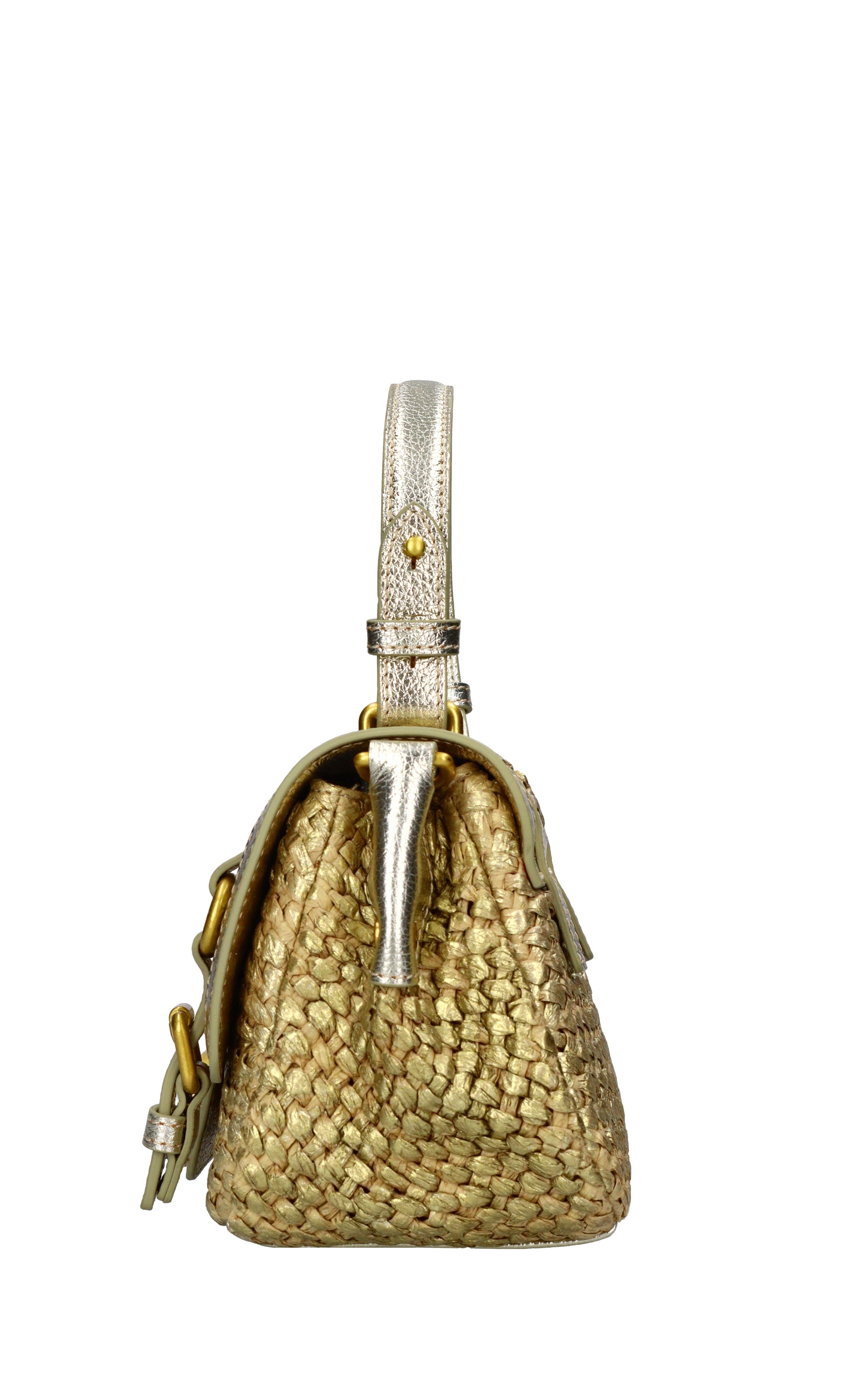Borsa Atena in rafia e pelle 