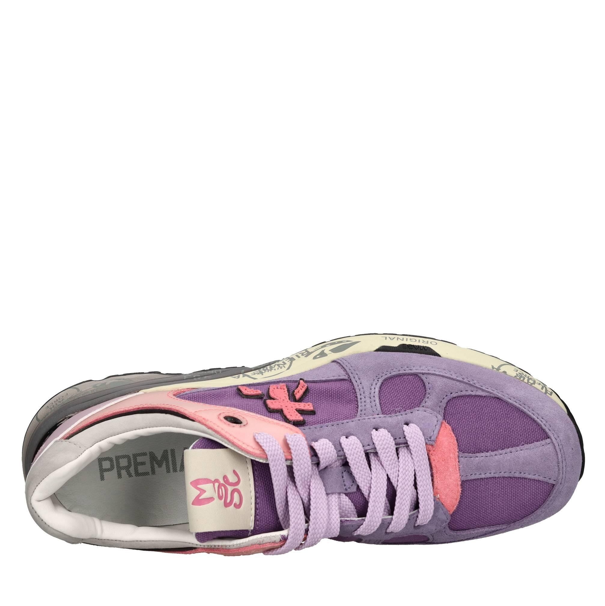 Sneakers in pelle e tessuto 