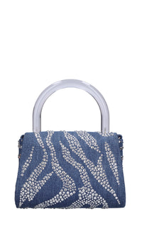 Borsa mini Cookie in tessuto e strass 