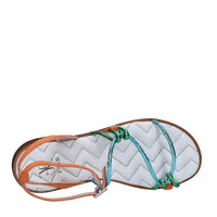 Sandali flat in pelle e camoscio 