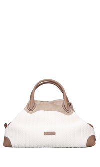 Borsa in tessuto e inserti in pelle 