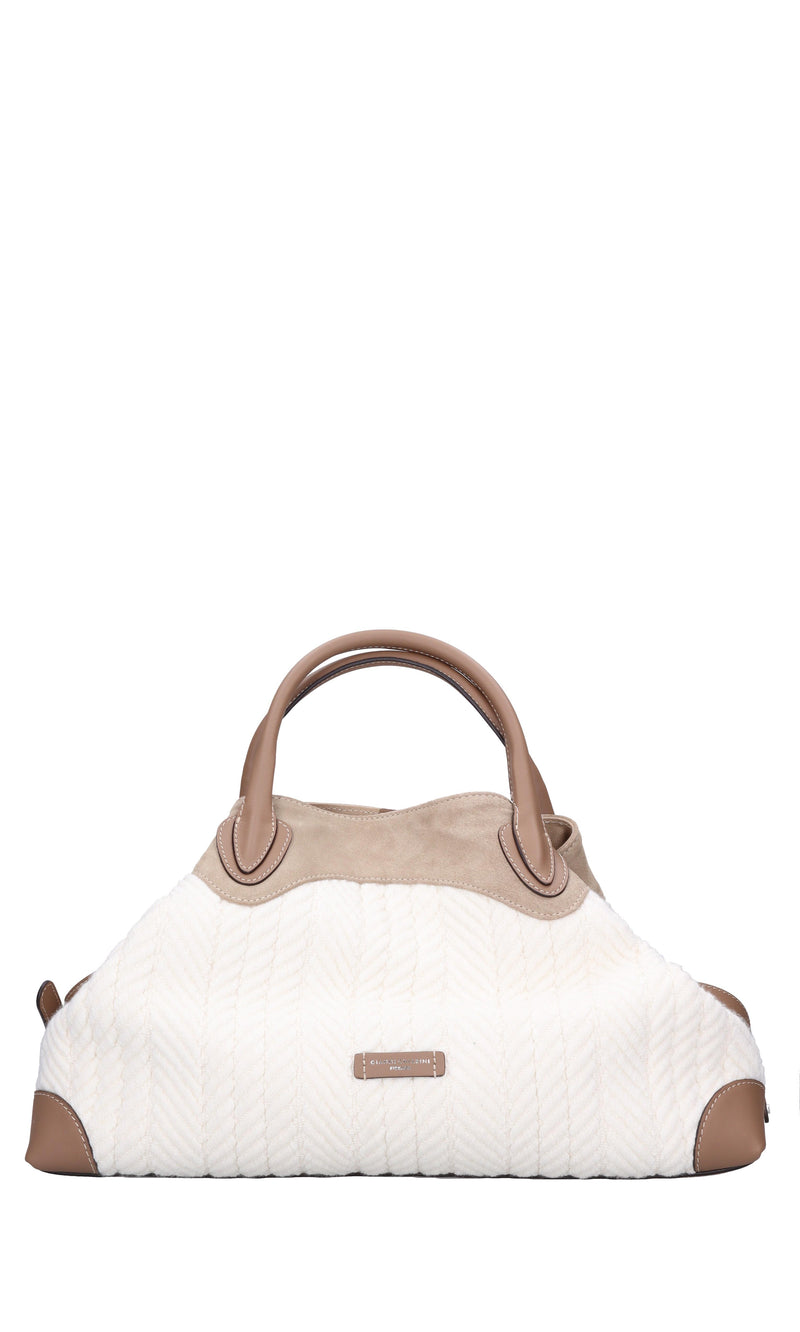 Borsa in tessuto e inserti in pelle 