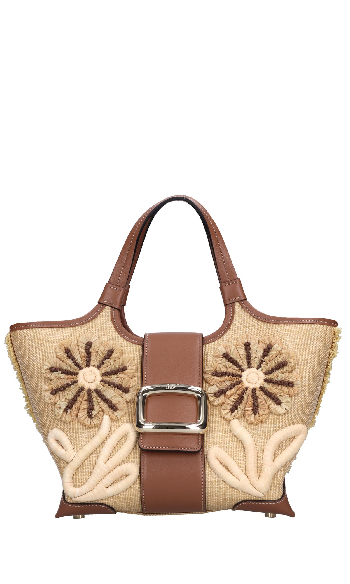 Borsa Grand Vivier in pelle e rafia 