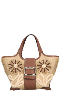 Borsa Grand Vivier in pelle e rafia 