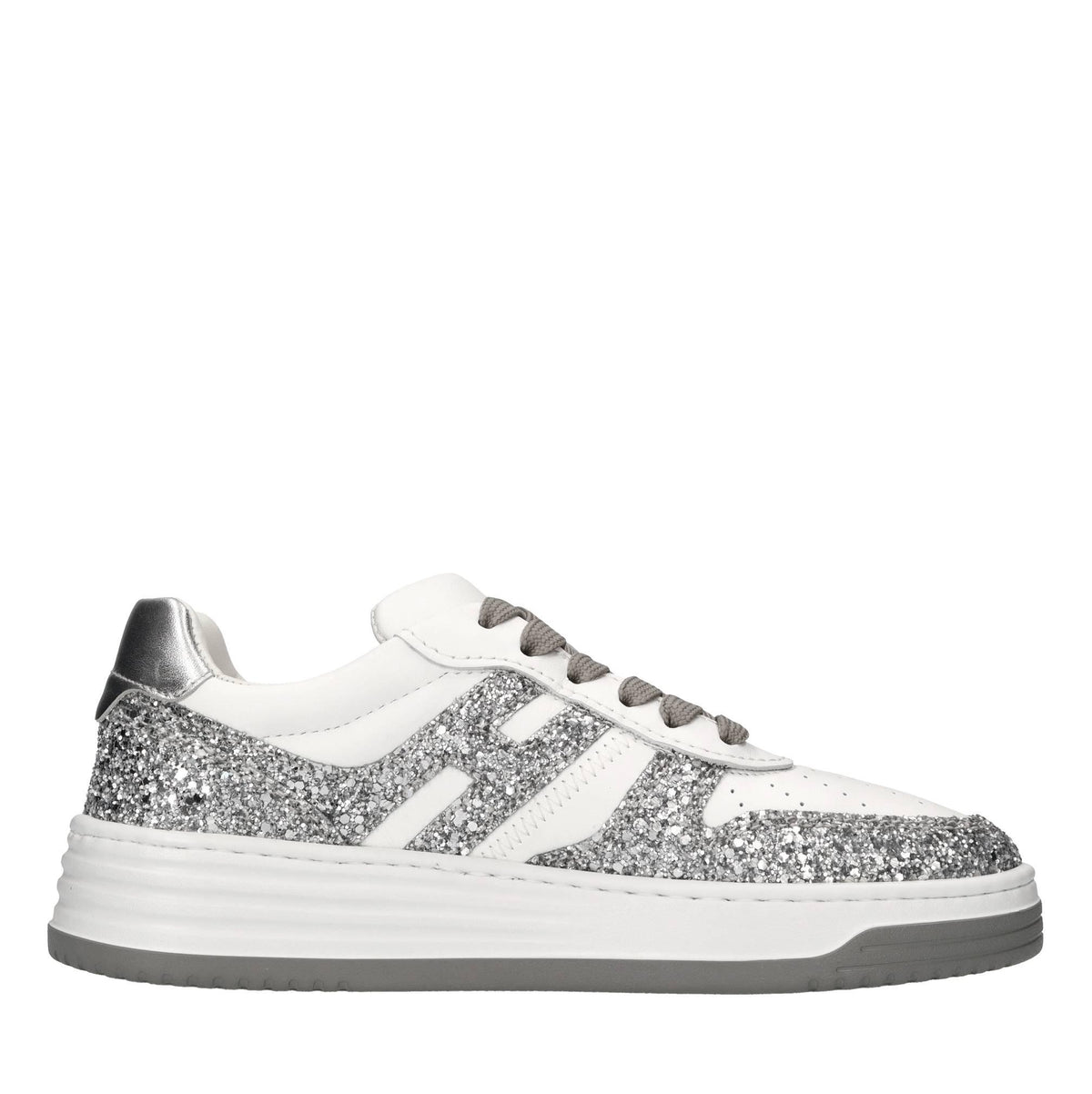 Sneakers in pelle e glitter 