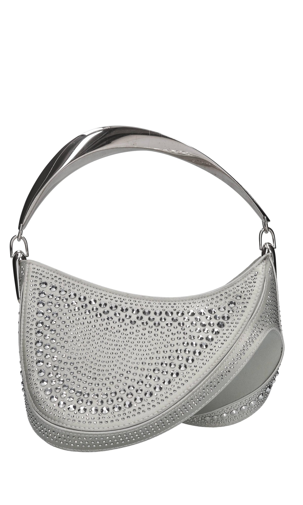 Borsa Spiral Curve in raso e cristalli 