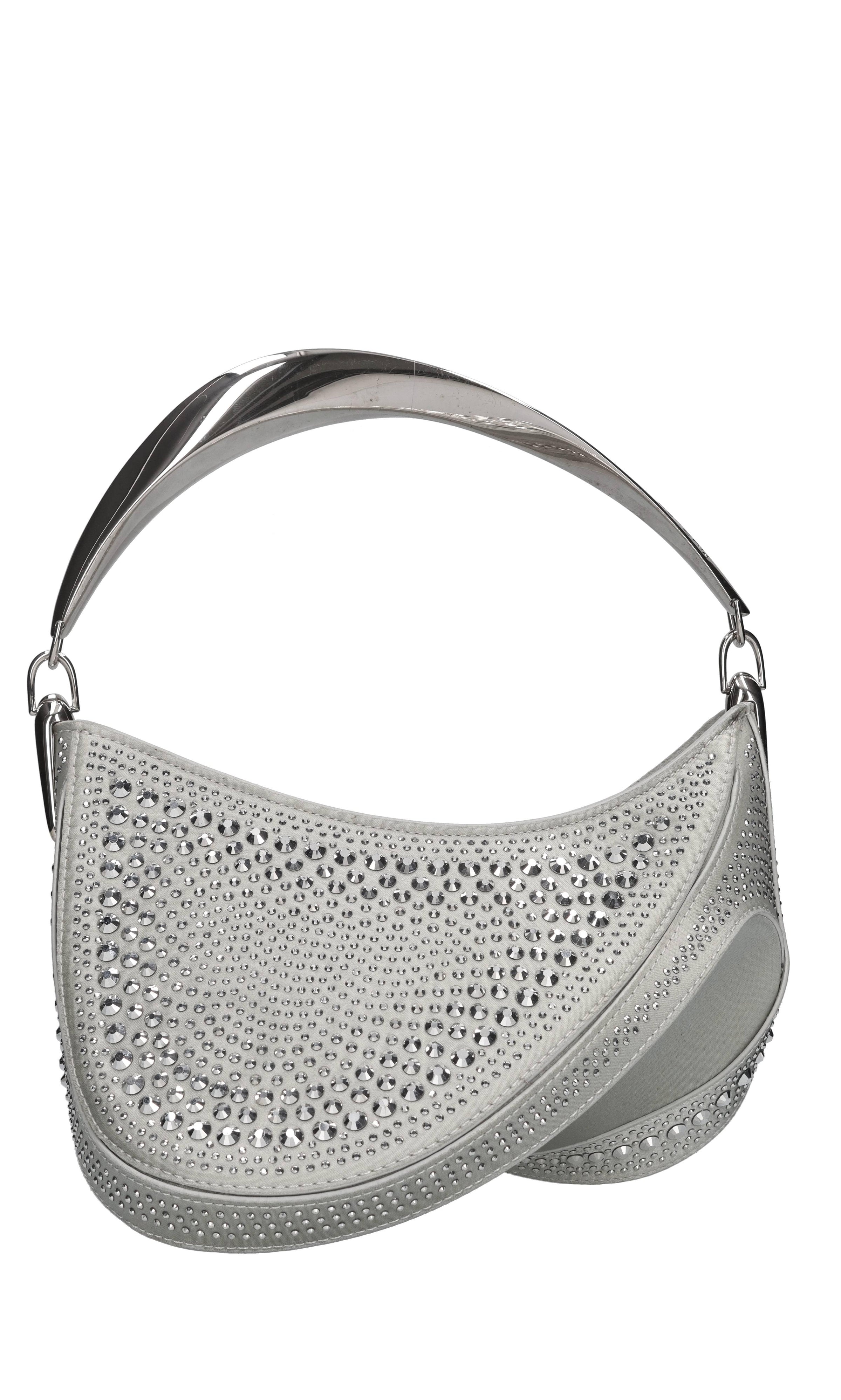 Borsa Spiral Curve in raso e cristalli 