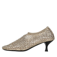 Décolleté Connie in pelle tessuto e strass 