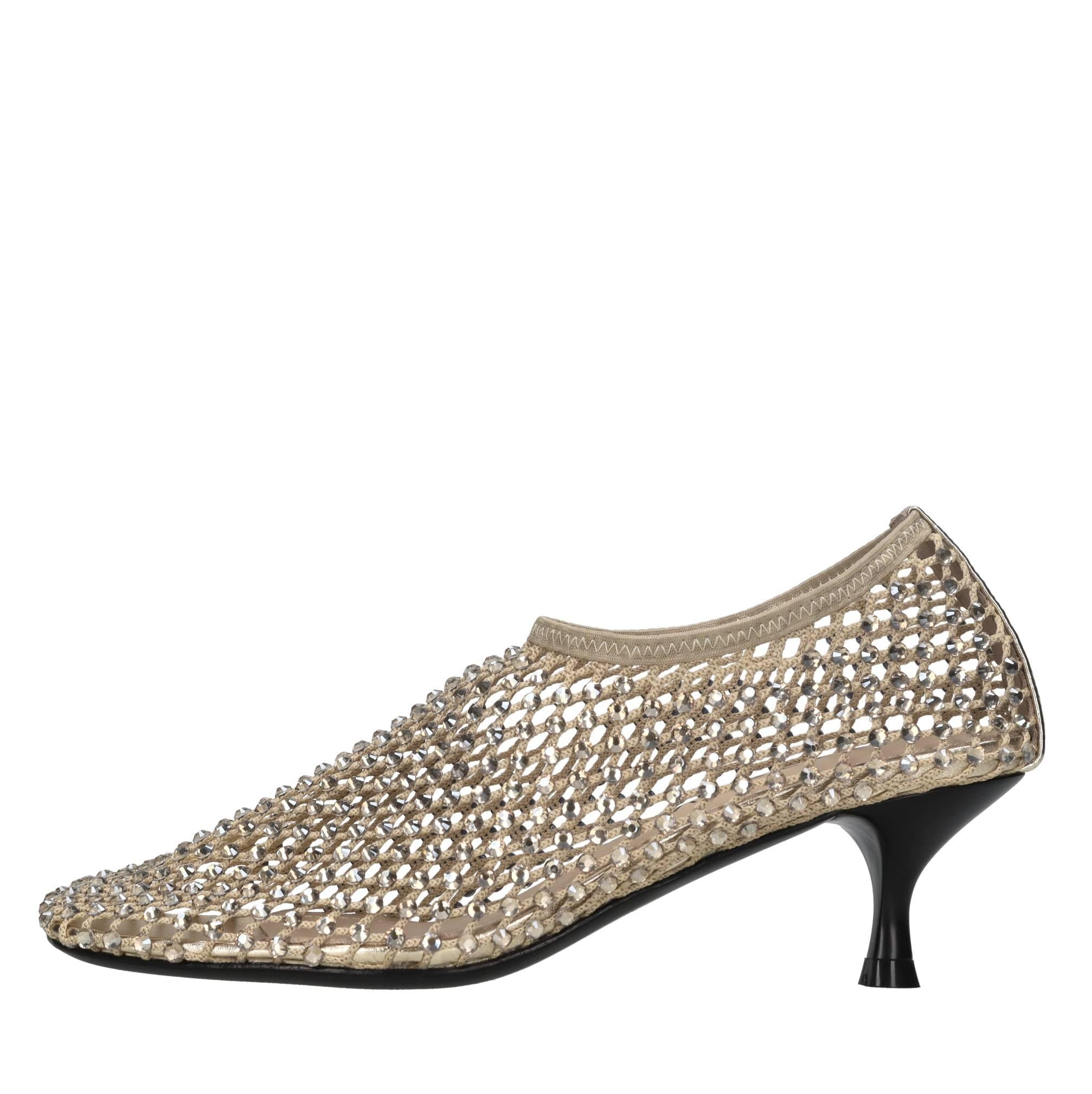 Décolleté Connie in pelle tessuto e strass 