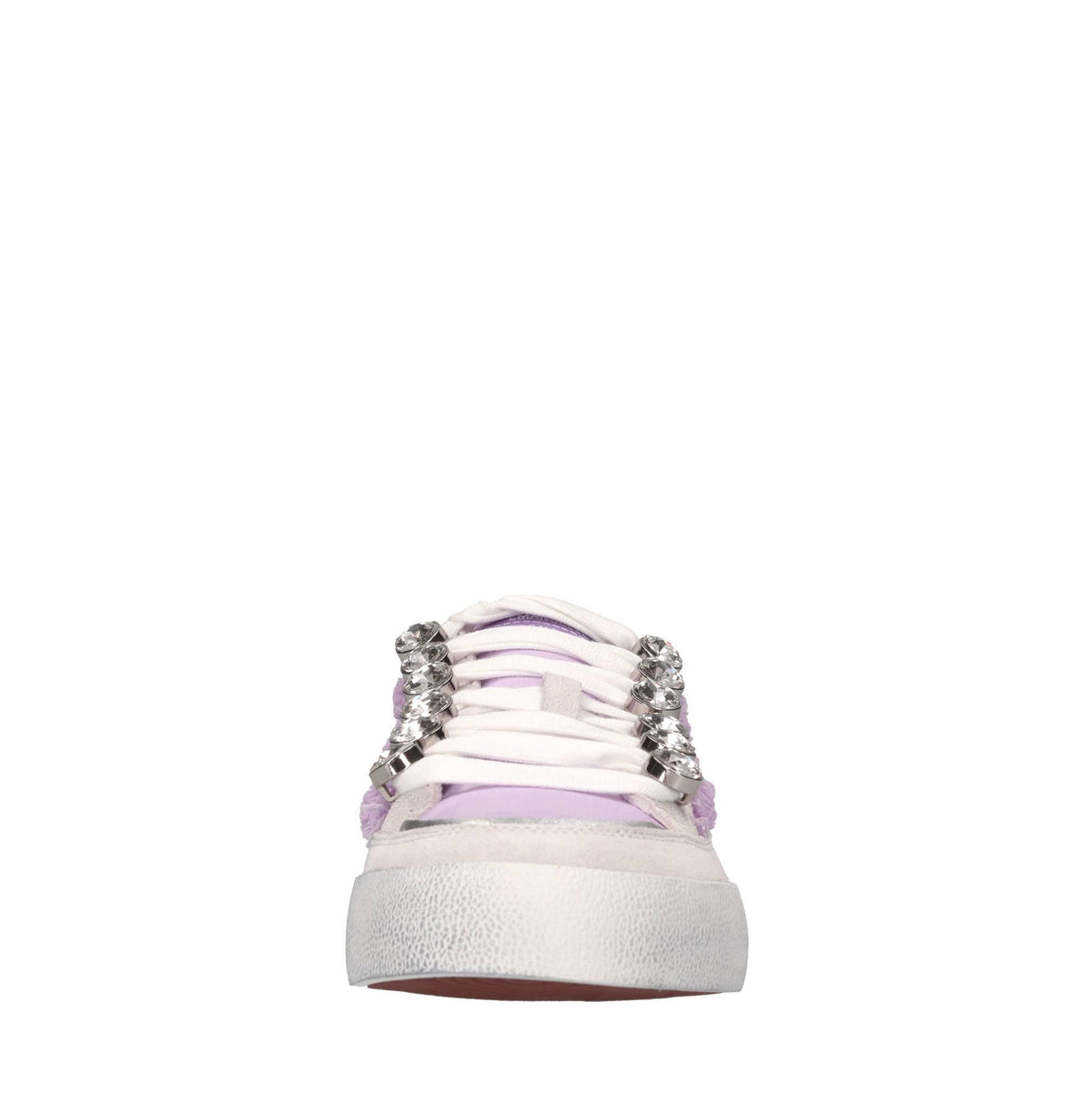 Sneakers in pelle,tessuto e strass 