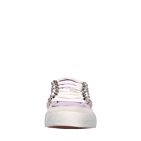 Sneakers in pelle,tessuto e strass 