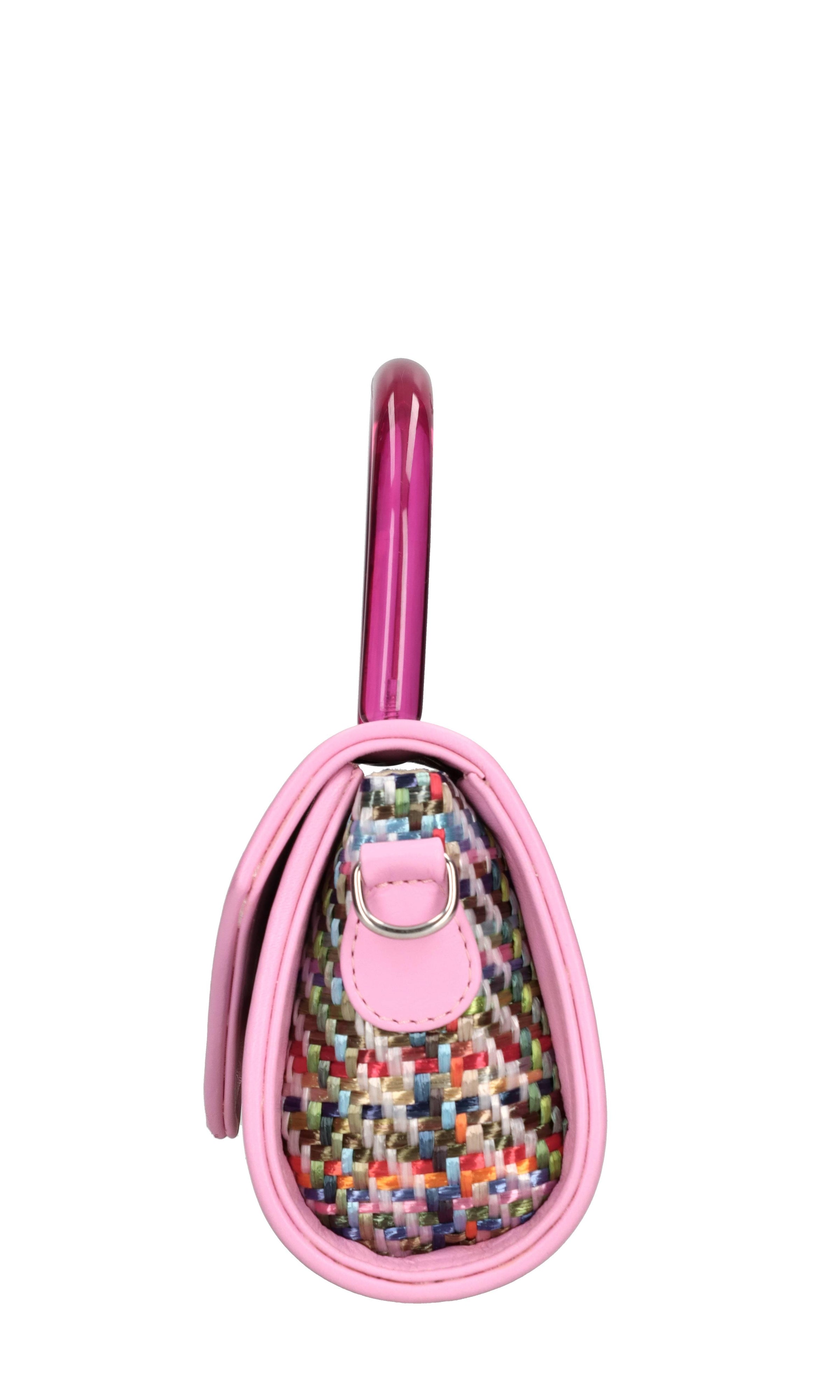Borsa mini Cookie in rafia e pelle 
