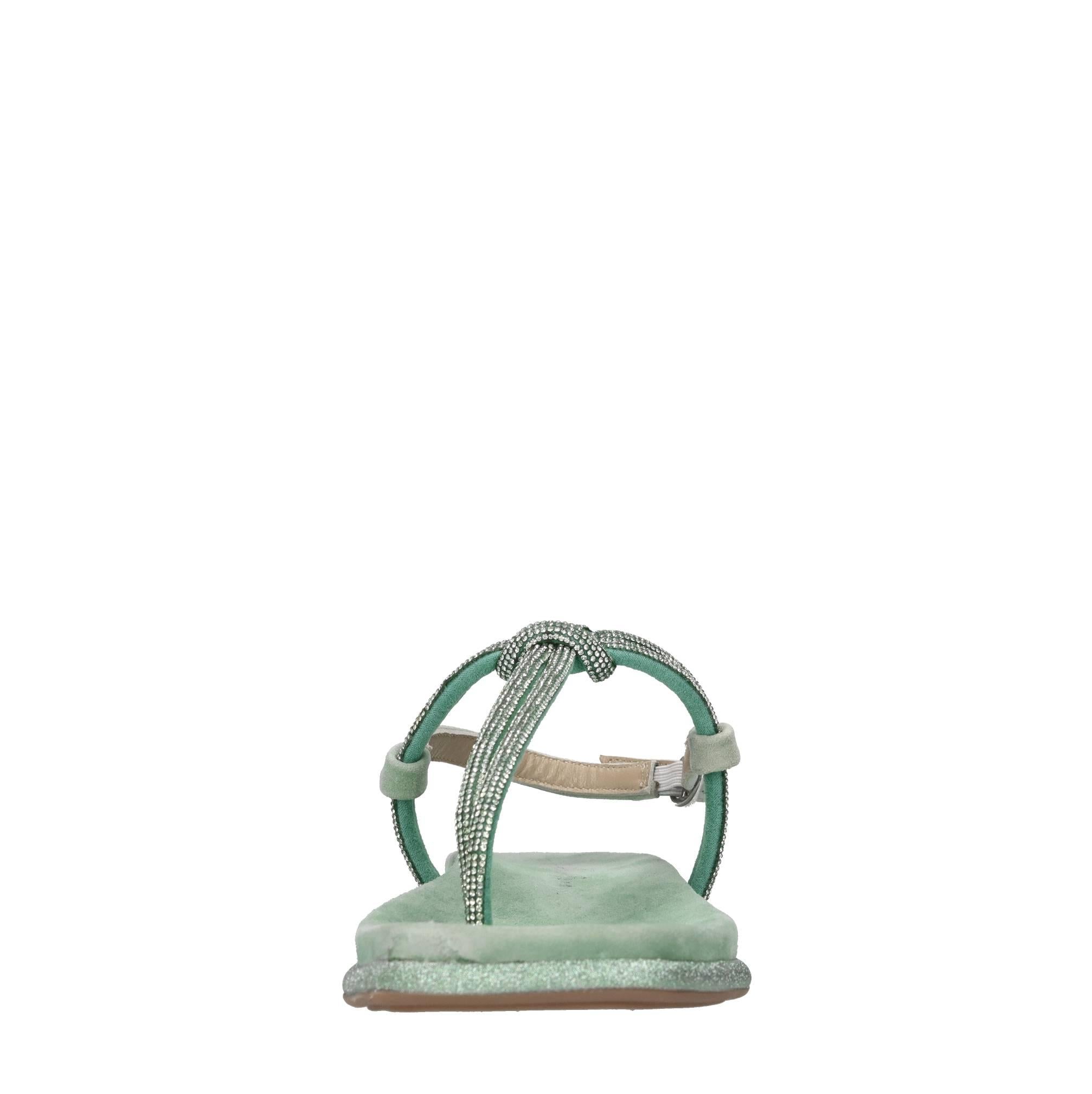 Sandali flat infradito in camoscio e strass 