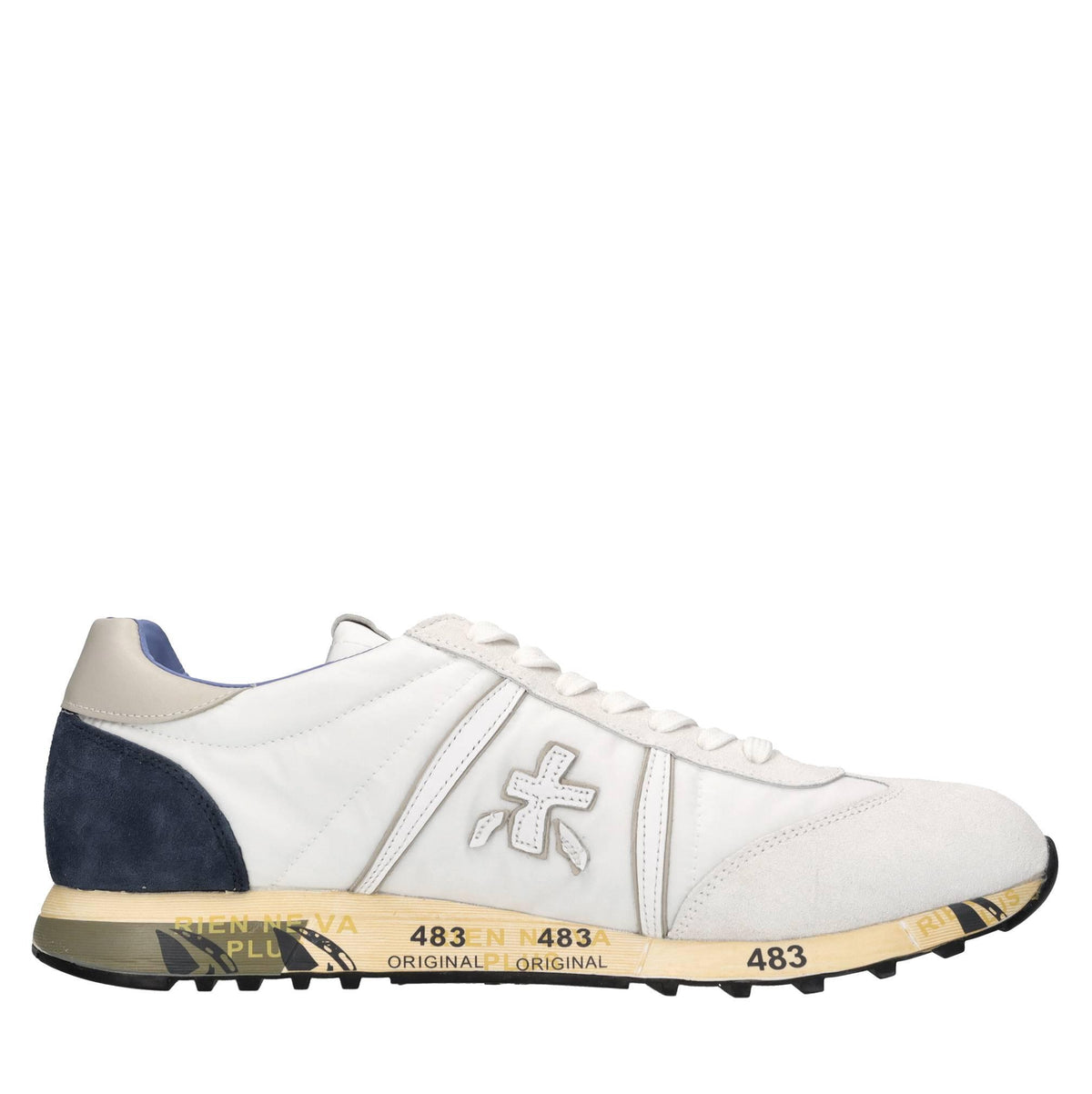 Sneakers in pelle e tessuto 