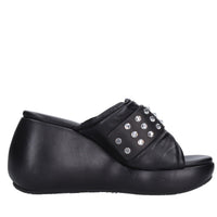 Mules Zeppa in pelle e strass 