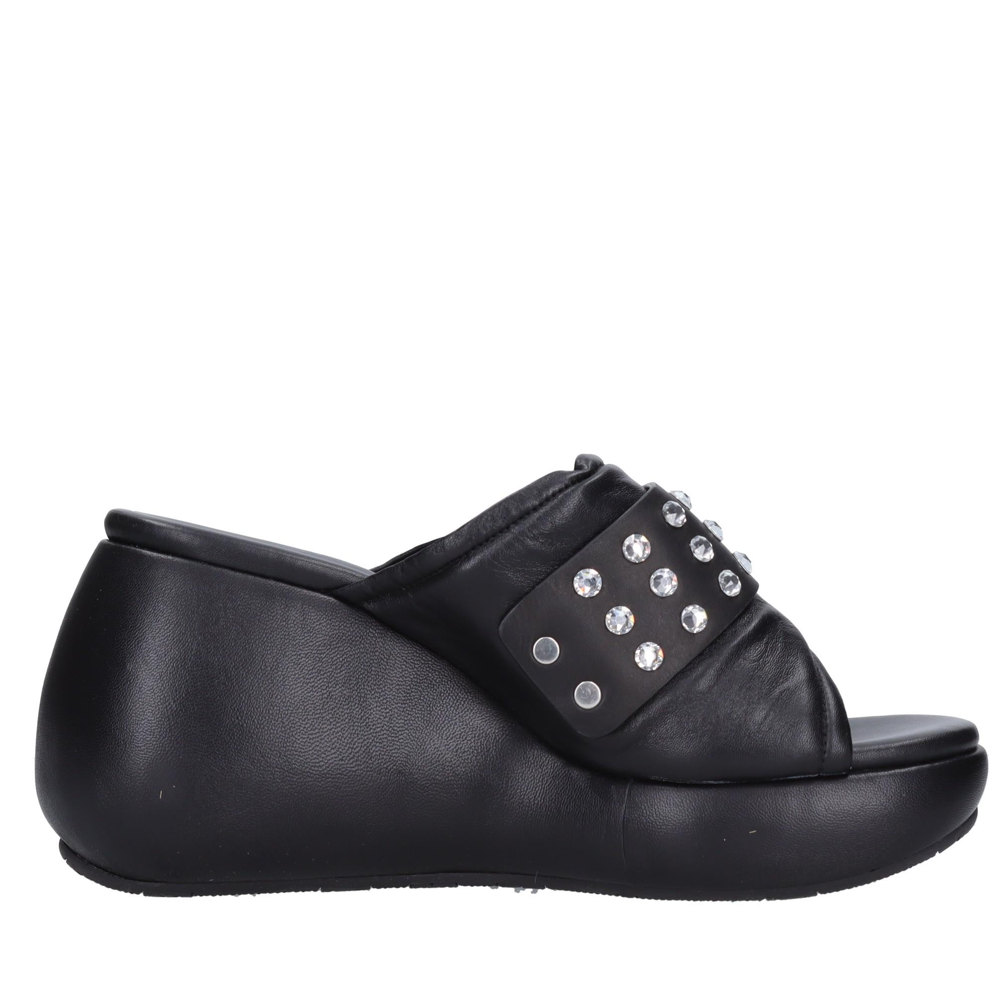 Mules Zeppa in pelle e strass 