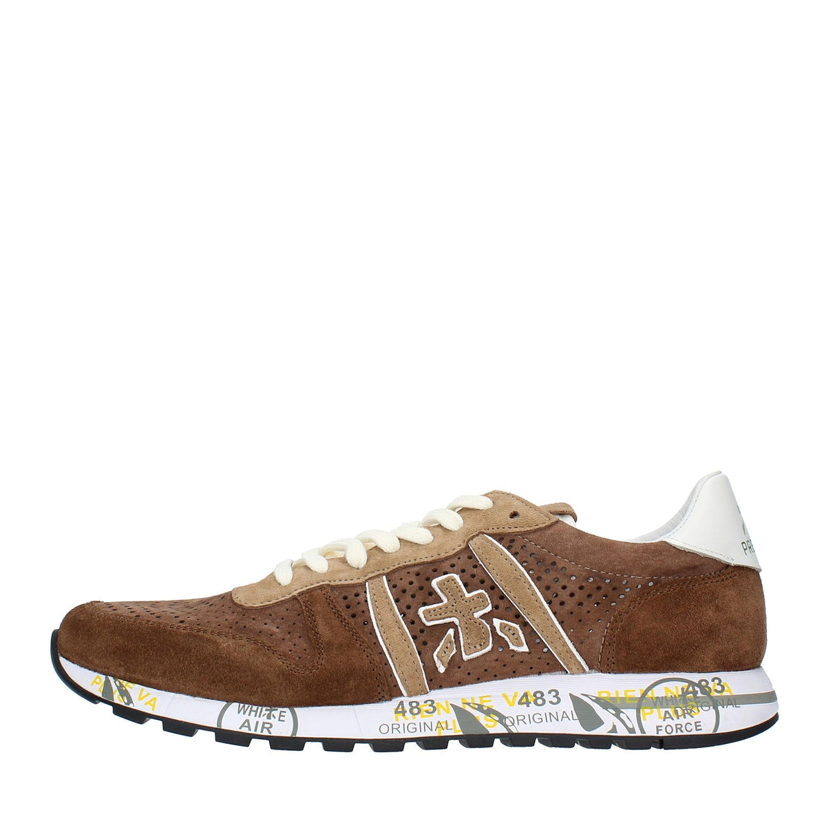 Sneakers in camoscio e tessuto 