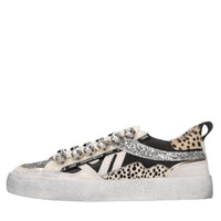 Sneakers in pelle,cavallino,glitter e strass 