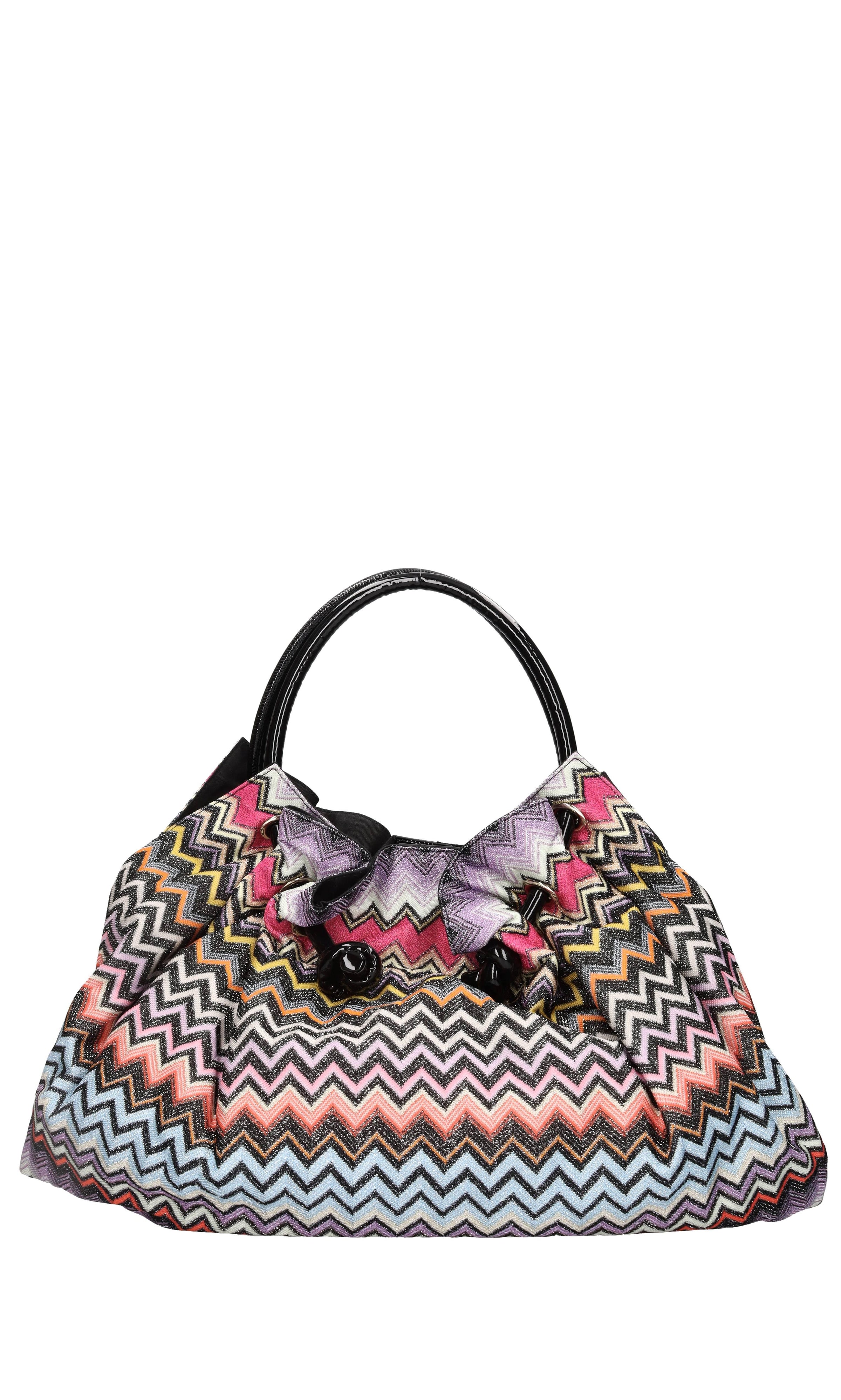 Borsa in tessuto zig zag e pelle 
