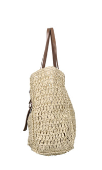 Borsa in paglia naturale e pelle 