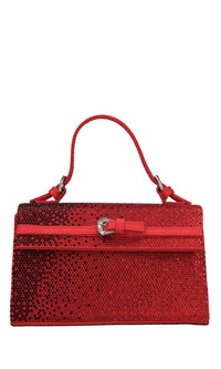 Borsa mini in raso e strass 