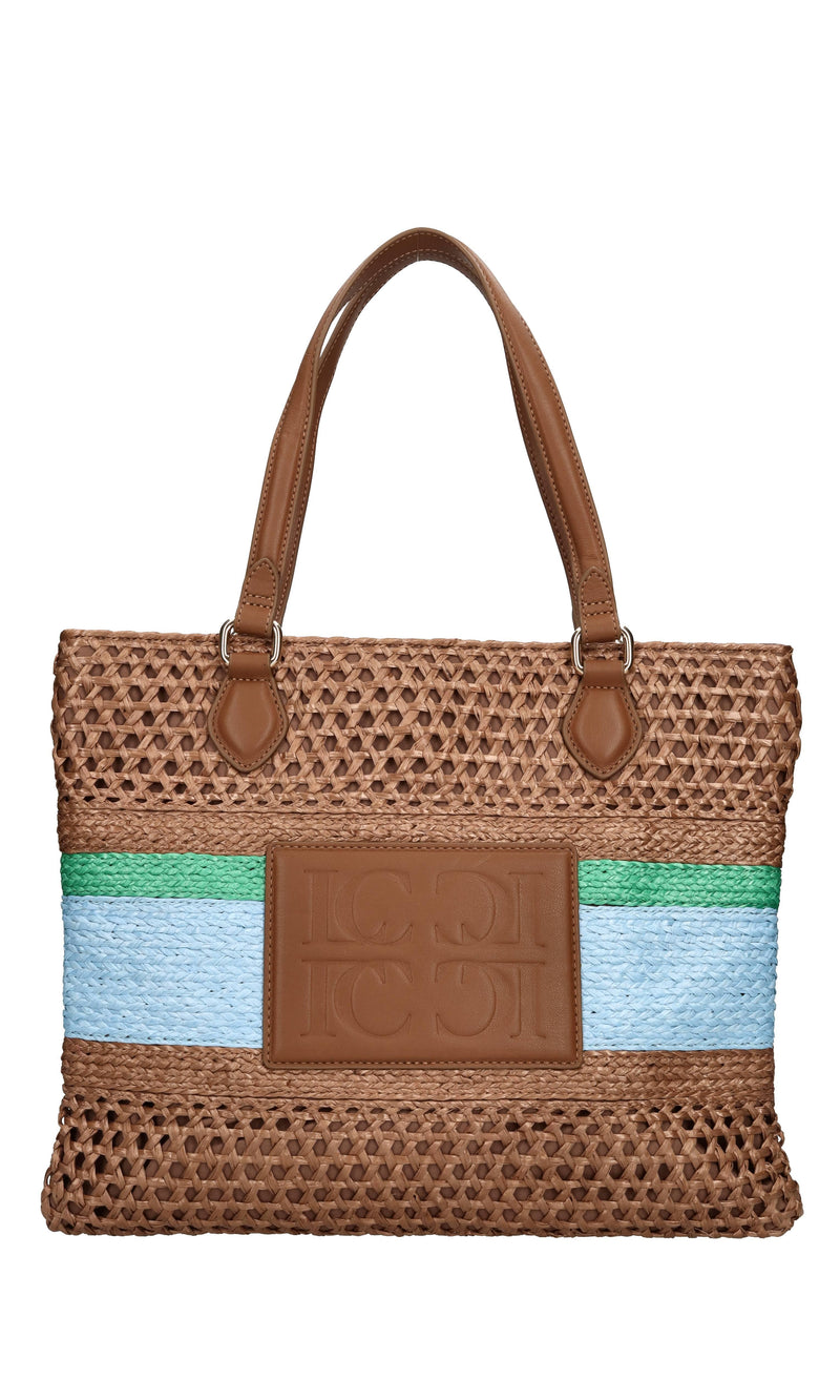 Borsa Glory in rafia ed ecopelle 
