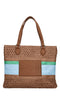 LA CARRIE Glory Raffia and Faux Leather Bag