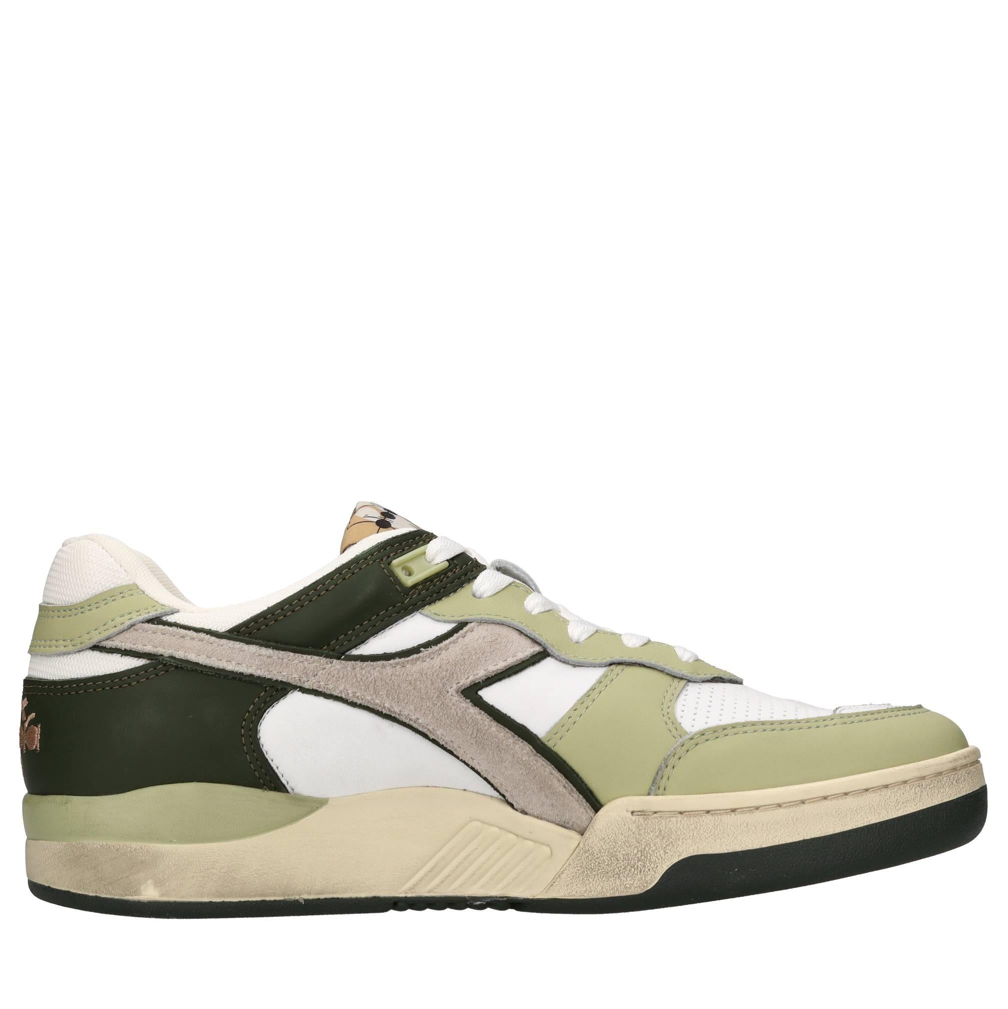 Sneakers in pelle e tessuto 