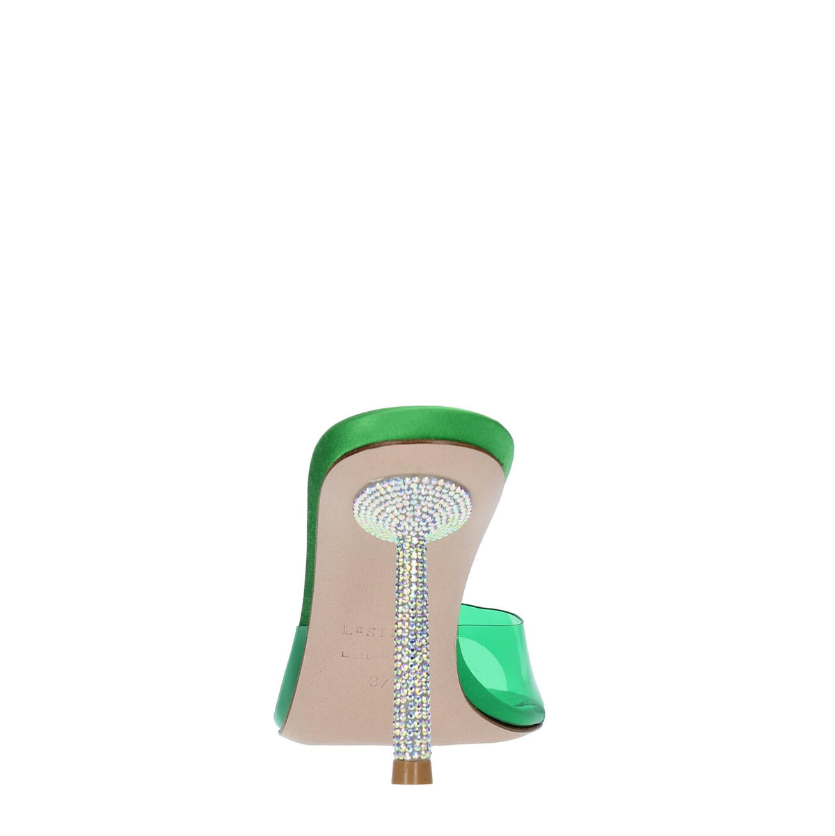 Mules in pelle e PVC. 