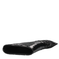 Stivali blade in paillettes e pelle 