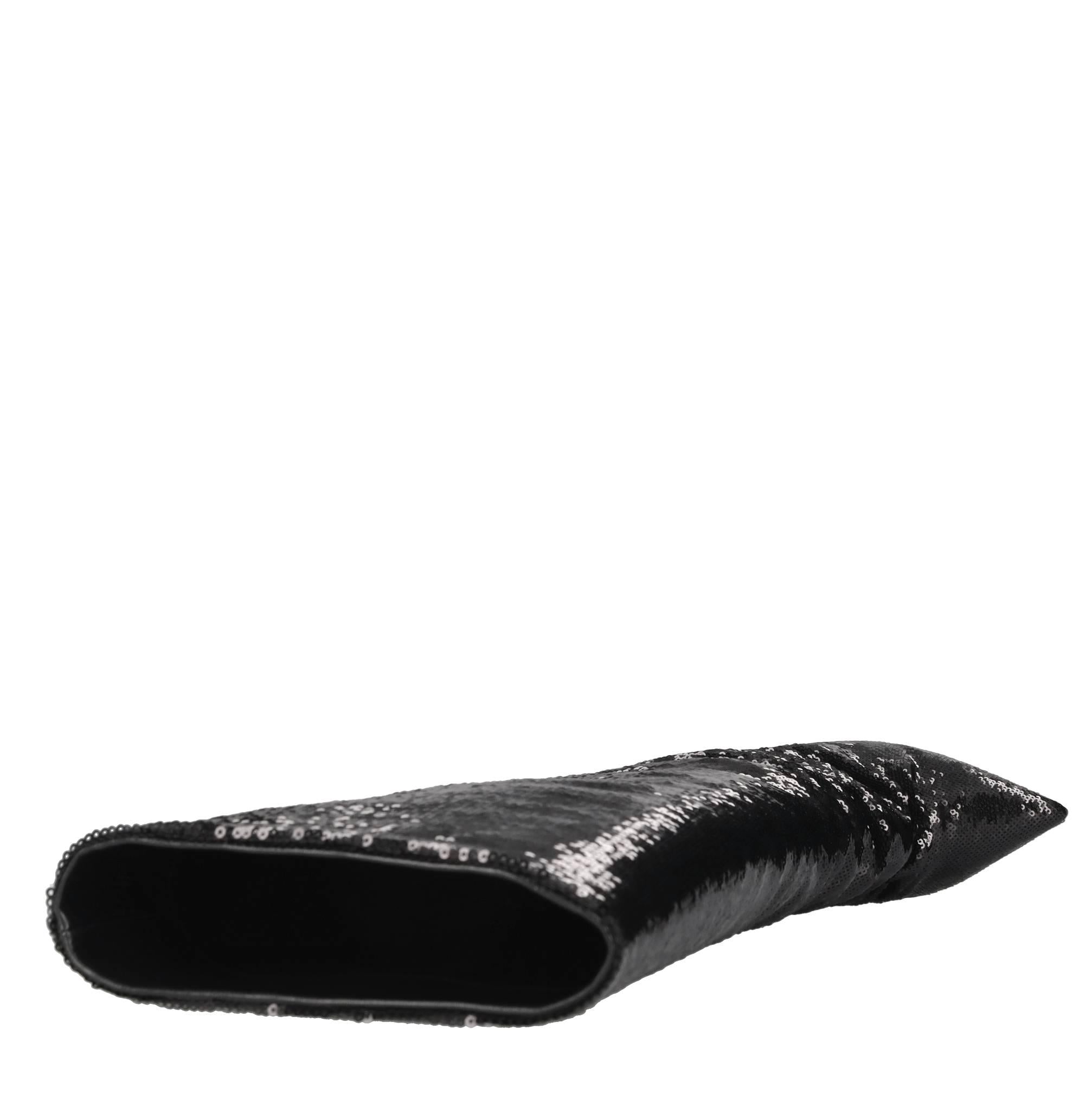 Stivali blade in paillettes e pelle 