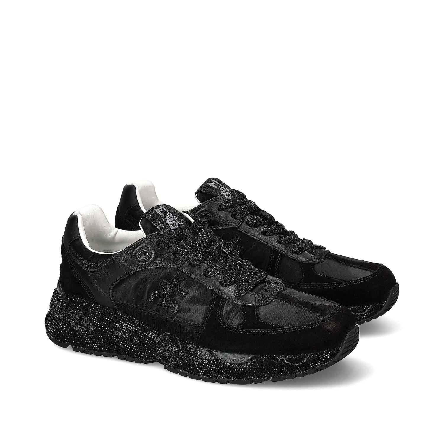 Sneakers in camoscio tessuto ed ecopelle 