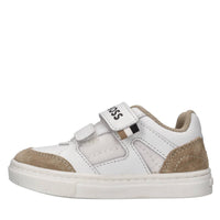 Sneakers in pelle e tessuto 