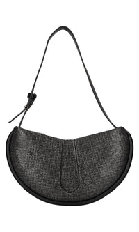 Borsa Ebe in ecopelle,tessuto e strass 