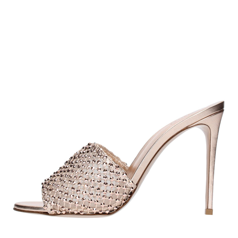 Mules in pelle tessuto e PVC 