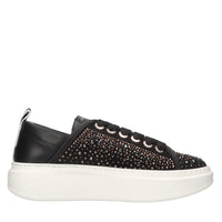 Sneakers in pelle e tessuto e strass 