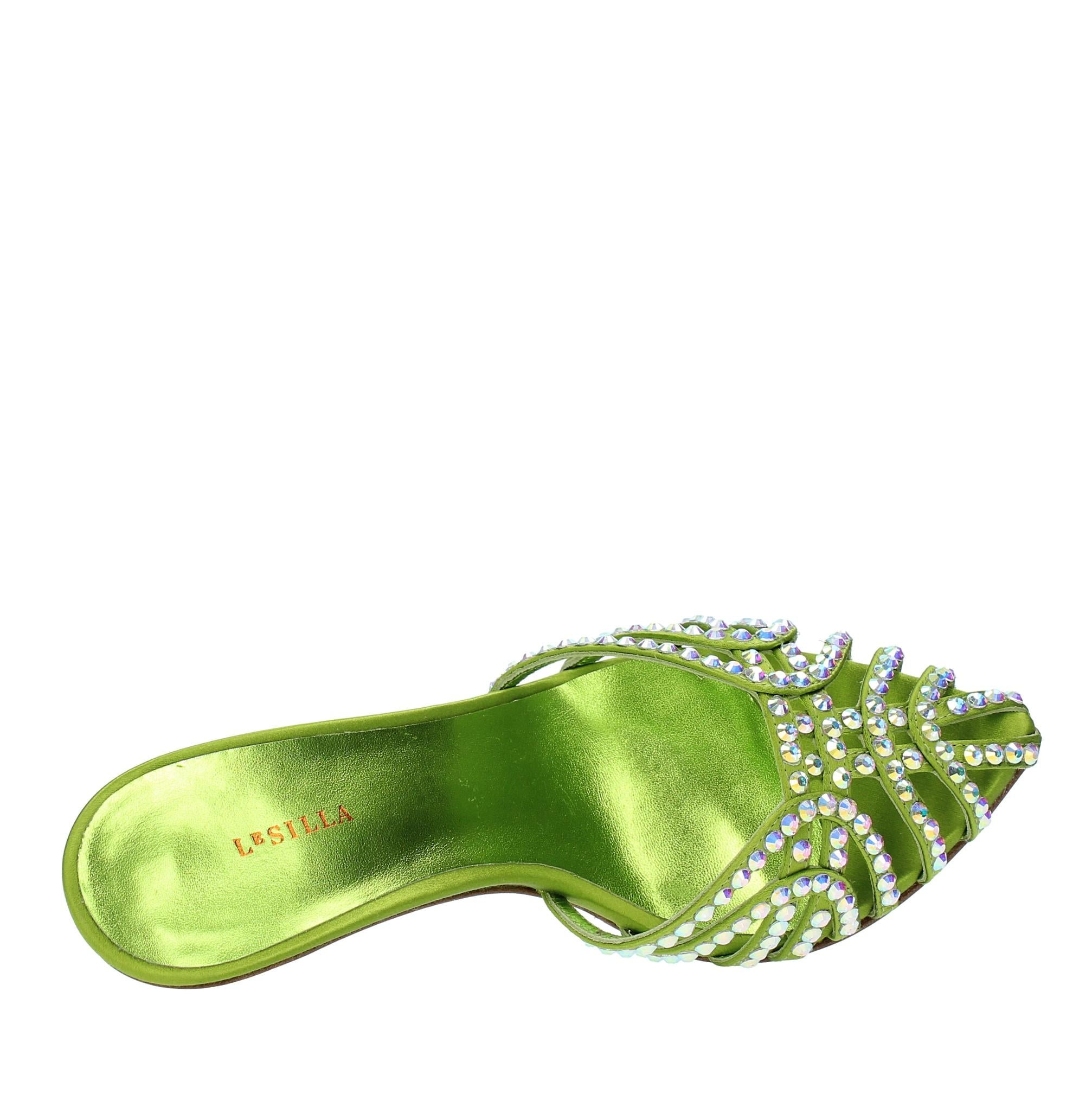 Mules in raso e strass 