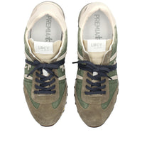 Sneakers in pelle scamosciata, tessuto e inserti in pelle 