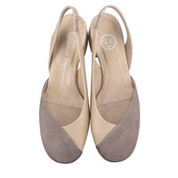 Décolléte slingback in pelle e camoscio 