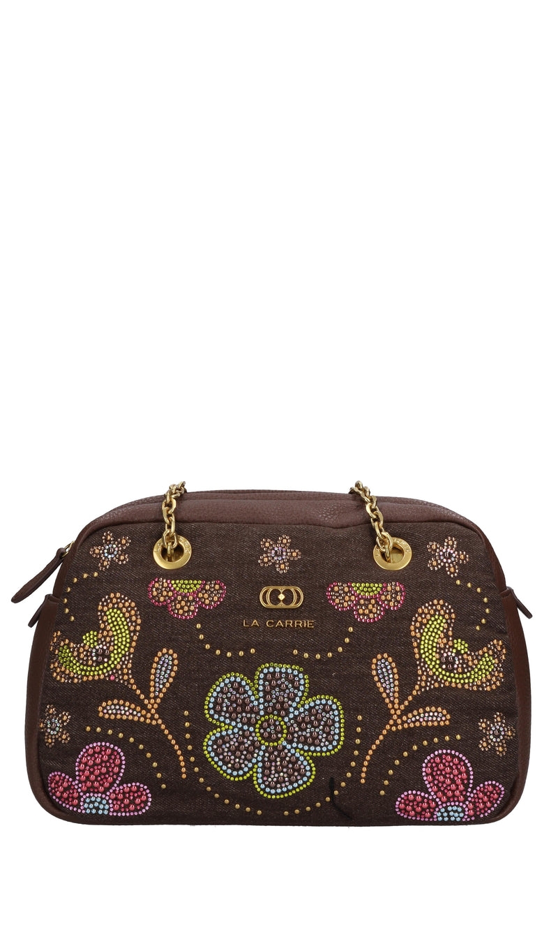 Borsa ROSES in tessuto ed ecopelle 