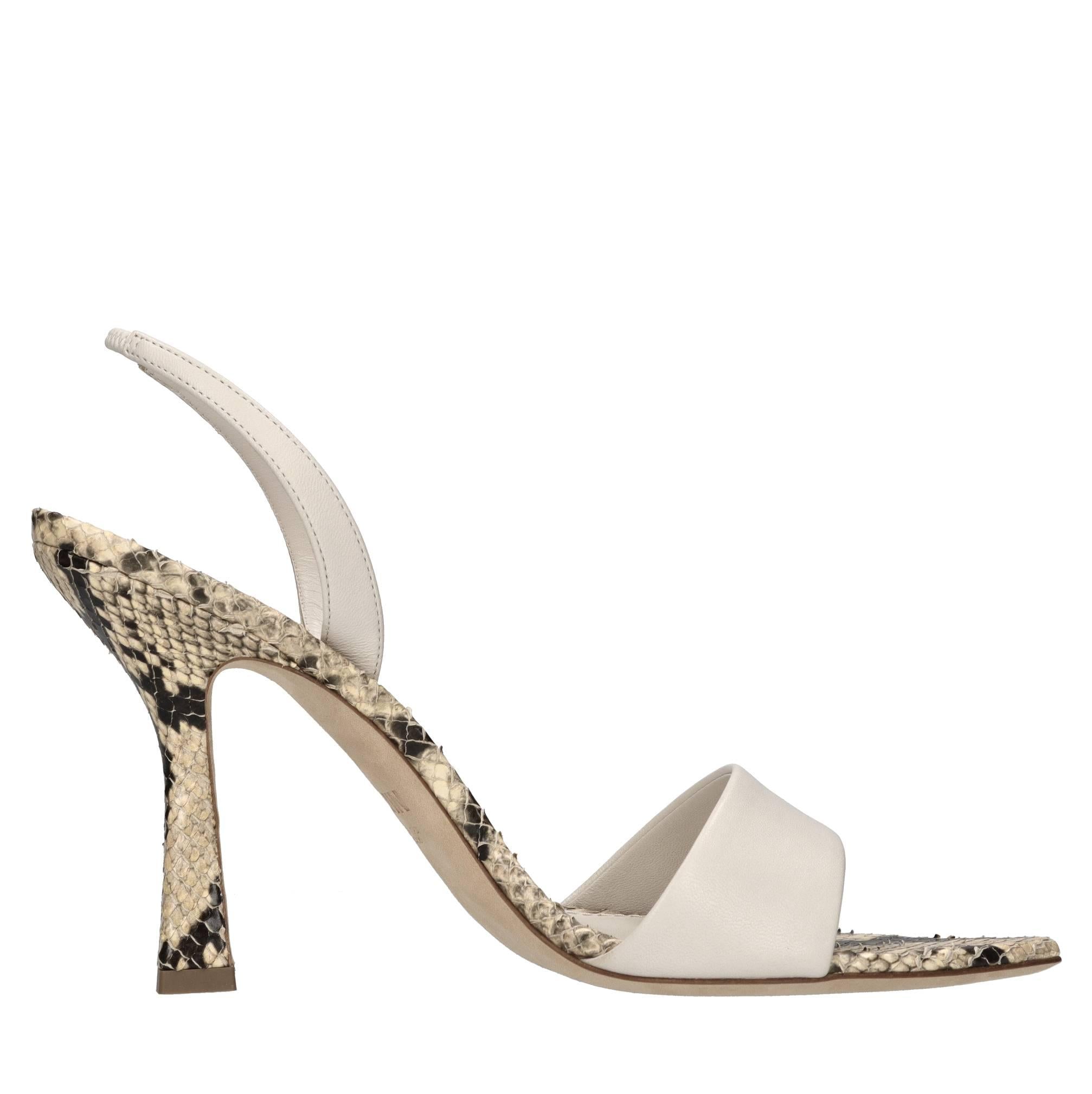 Sandali in pelle stampa pitone 