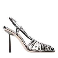 Décolleté Slingback modello CAGE PINS in ecopelle e strass 