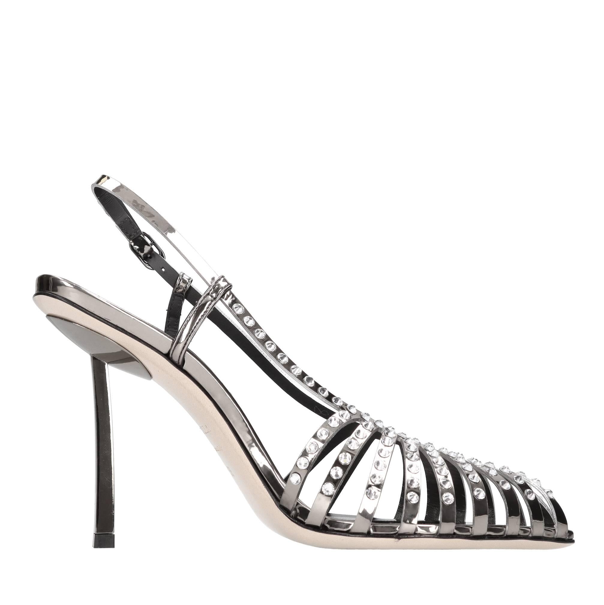 Décolleté Slingback modello CAGE PINS in ecopelle e strass 
