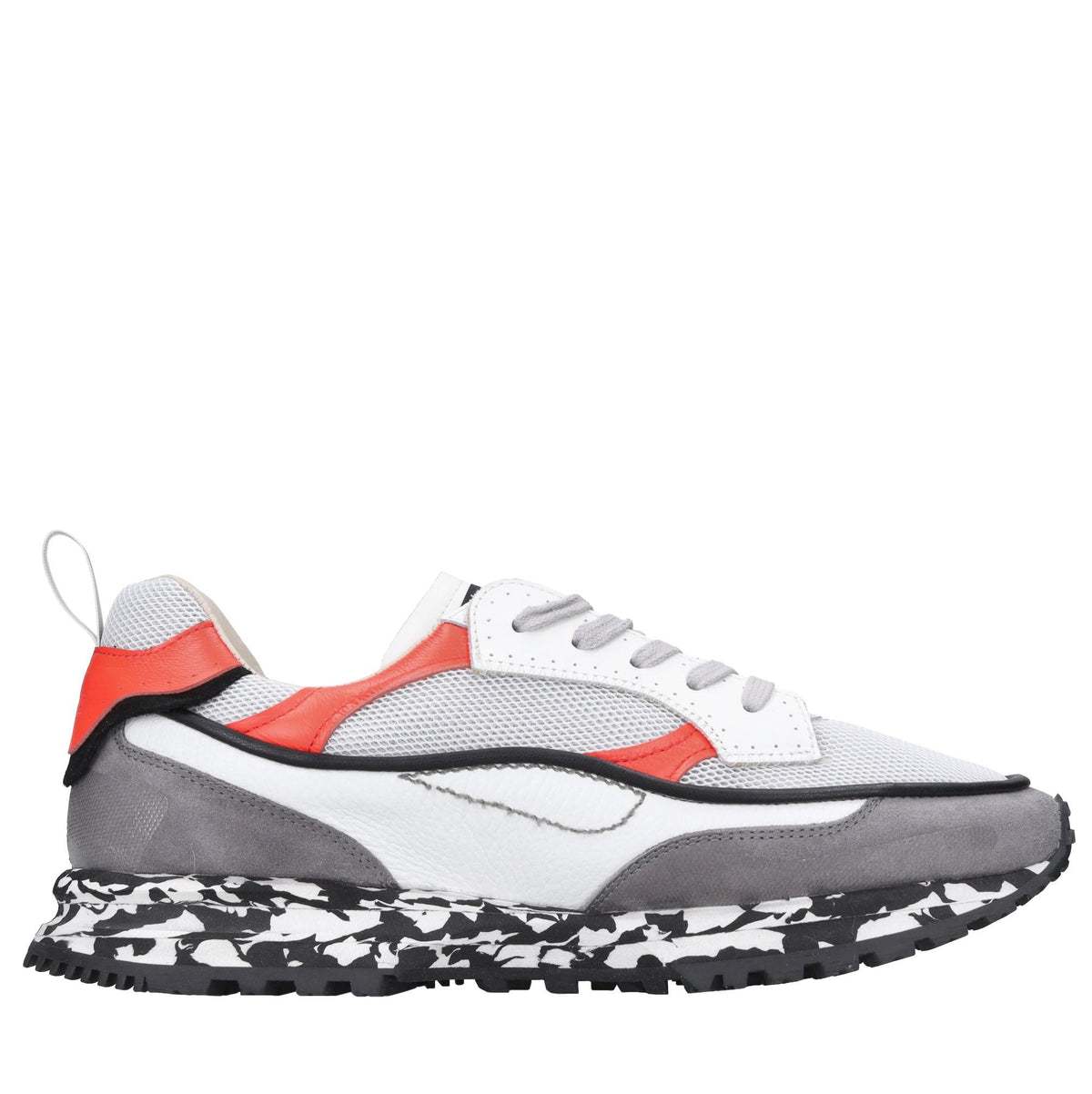 Sneakers in pelle e tessuto 