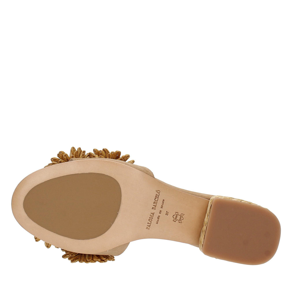 Mules modello FIORE in pelle e rafia 